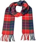 Briomhar Fraser Red Tartan Plaid Wool Scarf - 100% Lambswool Made in Scotland, Perfect Winter Scarf for Cold Weather