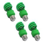 13 Watt Spiral CFL Green Light Bulb by Lumenivo - 13W Outdoor Green Light Bulb for Patio, Porch, Christmas Lights, Decorative Lighting, and Parties - E26 Medium Screw Base - 120V - 4 Pack