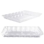 MATANA 12 Plastic Serving Plates for Appetizers & Finger Food - Catering, Buffets, Birthdays, Weddings, Christmas & Parties - Transparent, 32 x 24 cm - Sturdy & Reusable