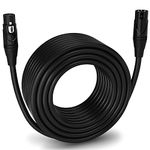 LyxPro 150 Feet XLR Microphone Cable Balanced Male to Female 3 Pin Mic Cord for Powered Speakers Audio Interface Professional Pro Audio Performance and Recording Devices - Black