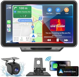 Portable Apple Carplay Screen for Car, 7" Wireless Carplay & Android Auto with Bluetooth, HD Backup Camera, GPS Navigation, Siri, FM, AUX, Mirror Link for All Vehicles