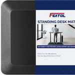 FEATOL Anti Fatigue Mat Kitchen Mats Cushioned, Thicken Core Foam Perfect for Kitchens, Phthalate Free, Relieves Foot, Knee, and Back Pain (20x32x9/10-Inch, Black, 20"x32")