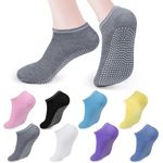 8 Pairs Pilates Socks for Women Grip Socks for Yoga Non Slip Yoga Socks Barre Socks with Grips for Pilates, Yoga, Barre, Pregnant, Hospital