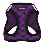 Voyager Step-in Air Dog Harness - All Weather Mesh, Reflective, No Pull Harness for Small, Medium Dogs, Cats - Secure with Hook & Loop Fastener, Buckle, Double D-Rings - Purple/Black Trim, S