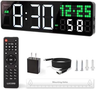 LUCORB Gym Clock with Seconds, 12" Digital Wall Timer Clock for Home Gym, Remote Interval Timer with Tabata HIIT Countdown, Voice Prompt | 5 Display Modes | 4 Training Alarms