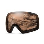 OutdoorMaster Ski Goggles Heron Replacement Lens, Magnetic Easy Lens Swap, Anti-fog, OVP Lens Wide Feild of Vision, Polarized Brown Vlt 25%