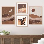 kotart Premium Digital Paintings with Frame for Home Decoration - Beige Color Painting for Living Room Bedroom Office Room Decor - Painting for Wall Decoration - Pack of 4 (Minimalist, Design 11)