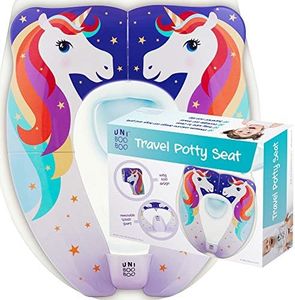 UNI BOO BOO Travel Potty Seat - Portable and Foldable Toddler Kids Toilet Training Seat for All Toilets - with Splash Guard and Non-Slip Rubber Pads - Free Kids Travel Bag for Boys and Girls