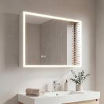 HySail LED Bathroom Mirror Cabinet with 3 Colour Temperature Dimmable, Anti-Fog, Built-in UK Socket and Adjustable Shelves, Wall Mounted Storage Cabinet Fully Pre-Assembled - 75x60x14cm