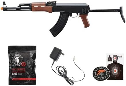 Lancer Tactical AK47 AEG Airsoft Rifle with Folding Stock Gen 1 LT-728- Full Metal, High FPS, Battery and Charger Included (Black/Faux Wood) - 600 Round