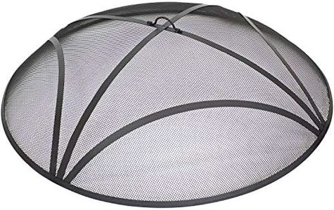 Sunnydaze Black Reinforced Steel Mesh Fire Pit Spark Screen with Ring Handle - 36-Inch Diameter