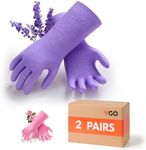 Vgo... 2 Pairs Household Cleaning Gloves Infused with Rresh Rich Aromas, Lined Dishwashing Gloves,Long Sleeves Kitchen Gloves, Bathroom Cleaning, Gardening, Pet Care(2 Colors,Size M,TP1117)