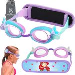 Vvinca Kids Swim Goggles with Fabric Strap No Tangle Pain-Free, Anti-Fog Swimming Pool Goggle No Leak for Toddlers Girls Boys