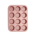 Wiltshire Rose Gold 12 Cup Muffin Tray, PFOA PTFE Free, Cupcake Mould, Non-Stick Coating, Rectangular Coated Baking Tin, Sheet Steel Bakeware, Carbon Steel, 35.4x27x3cm