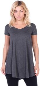 Popana Womens Short Sleeve Summer Tunic Tops to Wear with Leggings Loose Fit Plus Size Made in USA 2X Charcoal