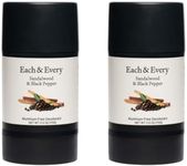 Each & Every All Natural Deodorant for Men & Women - Aluminum- Free, Sensitive Skin, Plant-Based, Baking Soda-Free, Long Lasting Odor Control - Sandalwood & Black Pepper Travel Size Multipack, 2.5oz