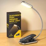 Glocusent Posh Premium Book Light for Reading in Bed with Timer, 16-LED Rechargeable Reading Light Runs 160hrs, 1800K Eyecaring Clip on Book Light, 3 Colors & 5 Brightness Levels