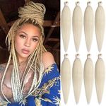 Leeven 26'' Pre Stretched Braiding Hair Extension 8 Packs Yaki Straight EZ Braids Natural Blonde Low Temperature Synthetic Hair Fibers for Braiding /26 Inch 613#