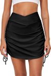 Bsubseach Bikini Bottoms Swim Skirt Bathing Suits Women Skort Ruffled Swimdress Black