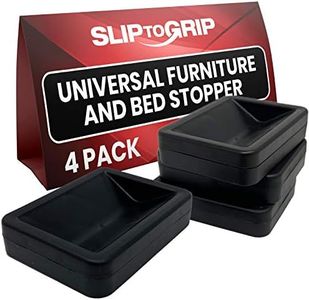 SlipToGrip Bed and Furniture Stopper - Bed Frame Wheel Stoppers - Bed Wheel Stopper - Caster Wheel Stoppers - Furniture Wheel Stoppers Fit All Wheels of Furniture, Sofa, Bed, Chairs (4, Black)