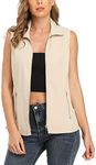 MISS MOLY Vests For Women Casual Lightweight Full-Zip Military Vest Golf Sleeveless Jacket with Pockets (Beige, X-Small)