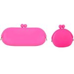 Silicone Coin Purse Eyeglass Case Makeup Comestic Bag Pouch for Women and Girls, Rose eyeglass bag+purse, Free Style