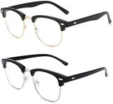 Pro Acme Blue Light Blocking Glasses Semi Rimless Frame Filter Blue Ray Computer Glasses（Matte Black丨Gold+Black丨Silver 2Pack ）