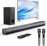 Soundbar with Subwoofer for TV, Karaoke Sound Bar with 2 Wireless Microphones for Singing, BT 5.3 Home Theater Surround Sound System with HDMI ARC Optical AUX USB for Family Party, Movie Night