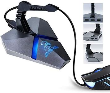 USB Hub 2.0 3-port Type C Adapter MicroSD Card Reader Gaming Mouse Headset Bungee Wire Management Holder, Office Desk Cable Organizer, Windows MacOS Linux PS Supported, Touch Switch Colorful Backlight
