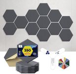 Dexmoko Self-Adhesive Acoustic Panels [390 lbs/yd³ Ultra-High Density], 2nd Generation Sound Absorbing Panel, Professional Level Sound Panel, Polyester Soundproof Foam [Size L, Dark Grey]