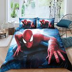 Spider-Man3D Bedding Print Set Pieces Soft Microfiber Duvet Cover with Pillowcases with Zipper Closure for Kids Teens Adults Spider-Man Peter Parker Marvel Sony Comforter Cover Double（200x200cm）