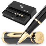 Wordsworth and Black Rollerball Pen - Luxury Pen - 24K Gold Finish, Black Lacquer, Ink Refill, Refillable Gift for Men & Women, Professional Writing, Nice and Fancy Pens and for Work