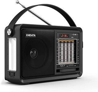XHDATA D901 Portable Battery Radio with Bluetooth Speaker Battery Radio SW FM AM Vintage Radio Supports MicroSD Card AUX USB MP3 Player Flashlight Black