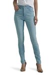Lee Women's Ultra Lux Comfort with Flex Motion High Rise Skinny Jean, White Veil, 14 Long