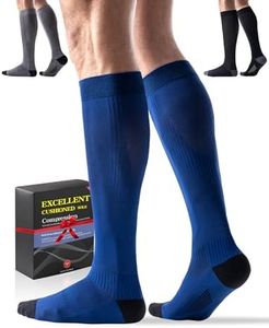 3 Pairs Sports Compression Socks 15-20 mmHg for Women Men - Comfort Cuff, Cushioned Support Sock for Running Athletic