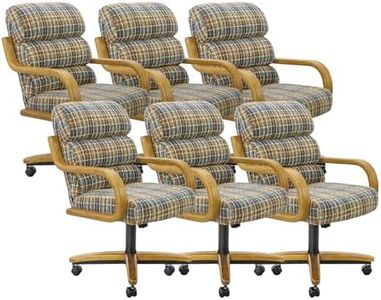 Chromcraft Set of 6 Swivel Tilt Chairs, Ultra Comfy Kitchen Chairs Wooden Cap and Wheels for Kitchen Room