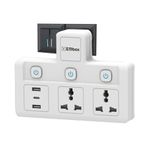 EMBOX Multi Plug Socket with Type C Port Individual Switch-Cordless Extension Board with 2 Sockets 2 USB A & 1 USB C Slot (2.4A-Direct Plug)-3 Pin Multiplug with Safety Shutter Protection-2500W