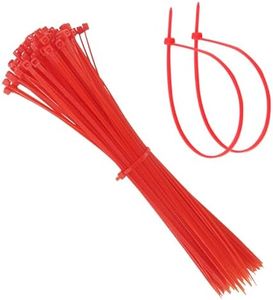 EKIND 100pcs 8-Inch Cable Ties, Durable & Easy-to-Use Nylon Zip Ties, 18lb Tensile Strength, Suitable for Indoor & Outdoor Use in a Variety of Environments, Electronics Cord (Red)