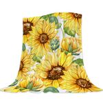 Neatee Living Sunflower Throw Blanket 50x60 Spring Summer Floral Blanket Throw Blanket for Couch Sofa Bed Soft Cozy Fuzzy Fleece Blankets Home Living Room Decoration Print Blanket 50 by 60