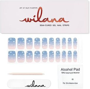 Semi Cured Gel Polish Strips | 20 Nail Stickers | Long Lasting Gel Wraps | Pink to Blue Gradient with Clouds (Courting Skies)