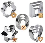 Cookie Cutters Set 15Pcs Biscuit Pastry Cutters Stainless Steel Cutter Biscuit Heart Star Circle Round Flower Shapes Metal Cookie Cutter Pastry Baking Mould for Fondant Cake Decorating