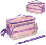 Hautton Carrying Case for Toniebox 2/1 Audio Player, Portable Travel Storage Organizer Bag for Tonies Starter Set, Figures, Headphones and Charging Station with Shoulder Strap and Handle -LazerPink