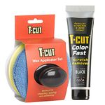 T-Cut Colour Fast Black Car Wax Polish Scratch Remover Colour Enhancer - 150g plus a Wax Applicator Set with Handle * 6 Colours Available