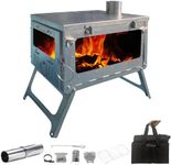 DANCHEL OUTDOOR TSG TA1 Portable 100% Titanium Hot Tent Stove, Large Folding Tent Wood Burning Stove with 8.2ft Chimney Pipe for Winter Solo Survival Backpacking Camping