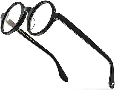 HEPIDEM Acetate Men Vintage Round Optical Glasses Frame Spectacles Eyeglasses Zolman (Black Big)