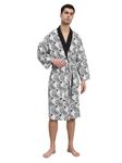 Ravaiyaa - Attitude is everything Cotton Men's Bathrobe Sleepwear Spa Wear Nightdress (White Black Zebra)