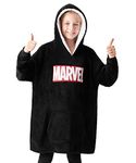 Marvel Oversized Blanket Hoodie Kids Avengers Captain America Iron Man Thor Hulk (Black/Red)