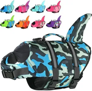 Doglay Dog Life Jacket, Ripstop Cute Shark Dog Life Jacket with Superior Buoyancy and Rescue Handle, Adjustable Dog Life Vests for Swimming Boating, Pet Flotation Vest for Small Medium Large Dogs