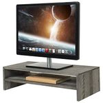 MyGift 2-Tier Rustic Barnwood Style Computer Monitor Stand & Desktop Shelf