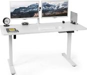 JIN OFFICE Electric Height Adjustable Desk | Motorized Sit Stand Desk with 3 Memory Presets | 80 KG Wt. Capacity| Electric Standing Desk (White Frame | White Top | 1200 by 750 mm)